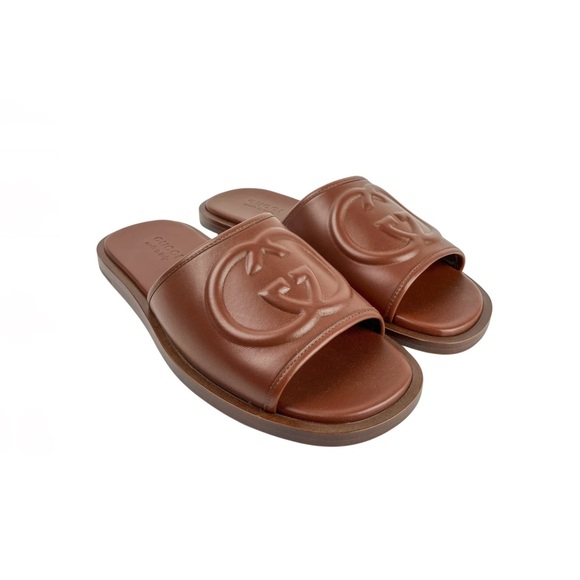 Gucci Other - NIB/NWT Gucci Brown Leather Slide Sandals